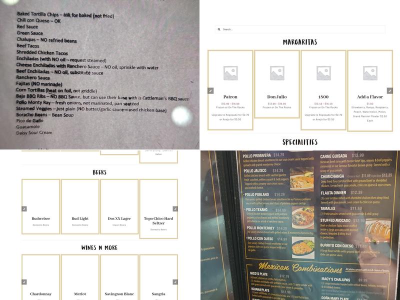 Iguanas Ranas Cantina Menu