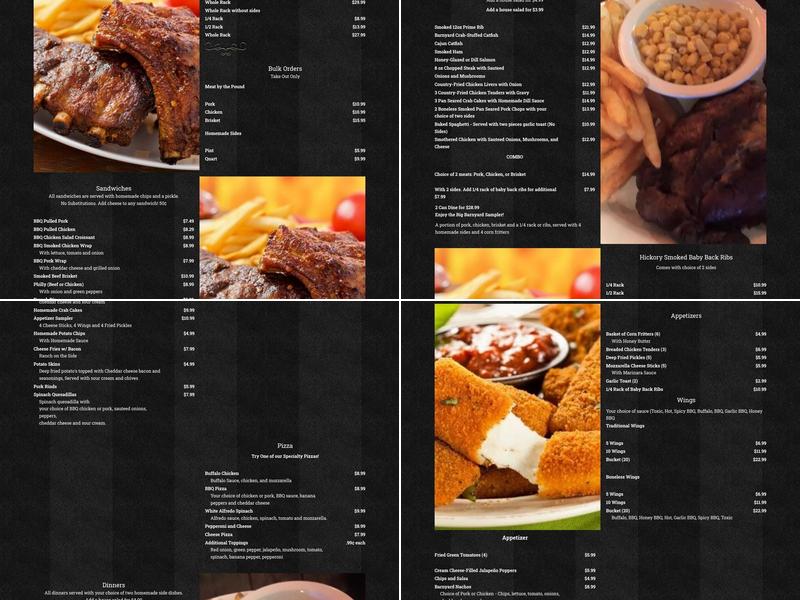 Barnyard BBQ Menu