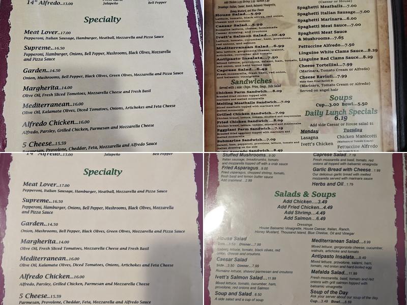 Ivett's Italian Grill Menu