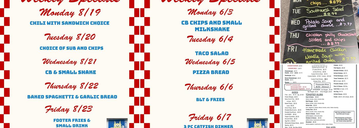 Chiggers Dairy Bar Menu