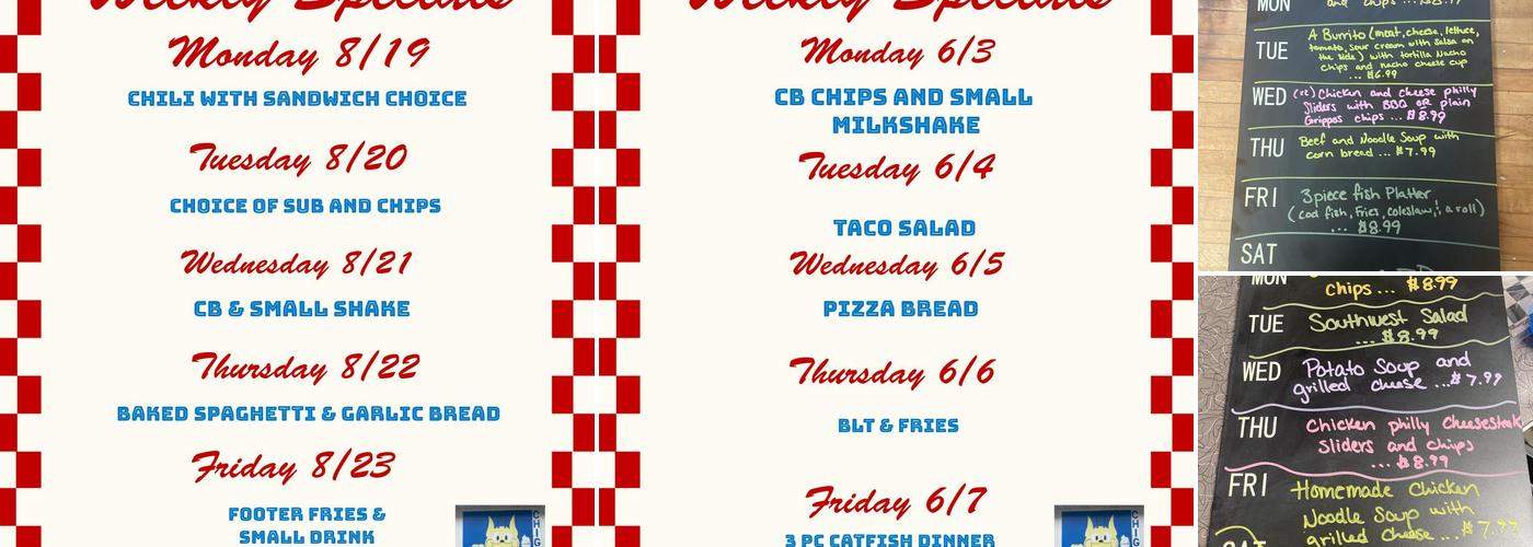 Chiggers Dairy Bar Menu