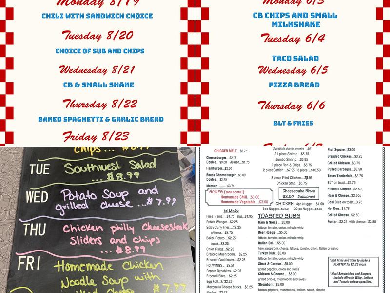 Chiggers Dairy Bar Menu