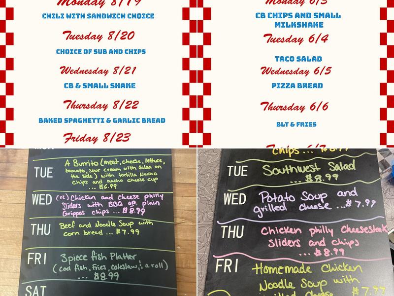 Chiggers Dairy Bar Menu