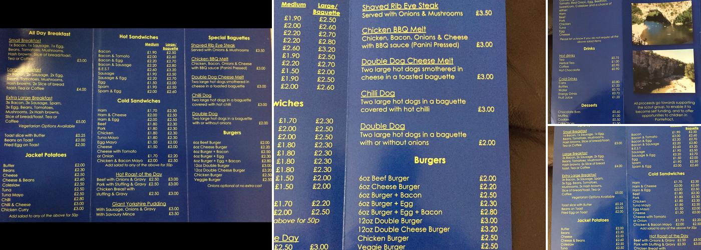 Baden’s Butties Menu