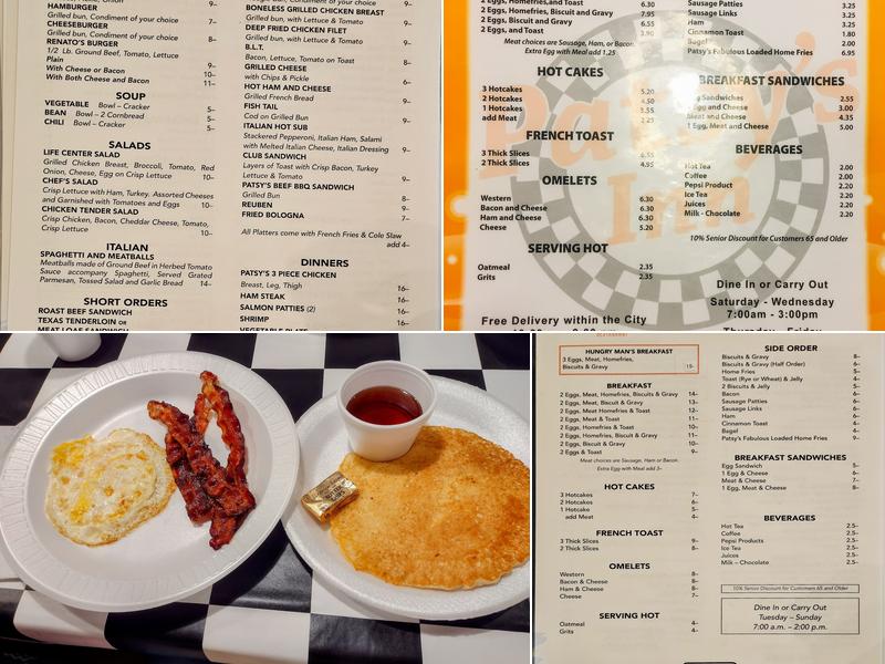 Patsy's Inn Menu