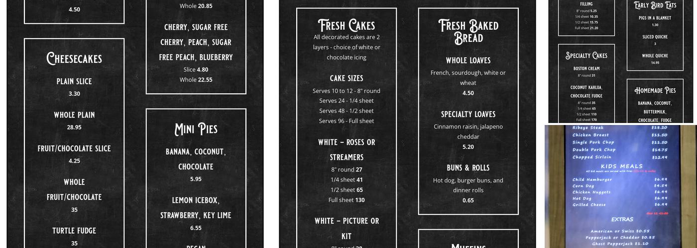 Butcher Shop Menu