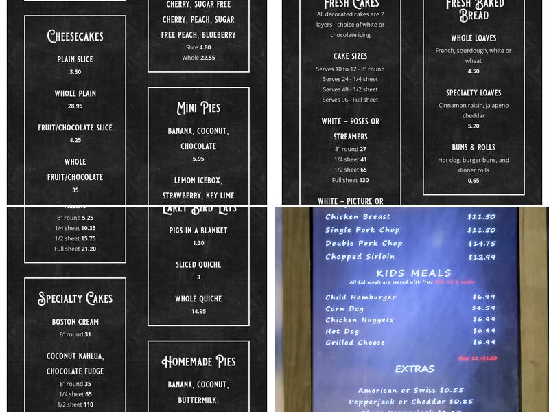 Butcher Shop Menu