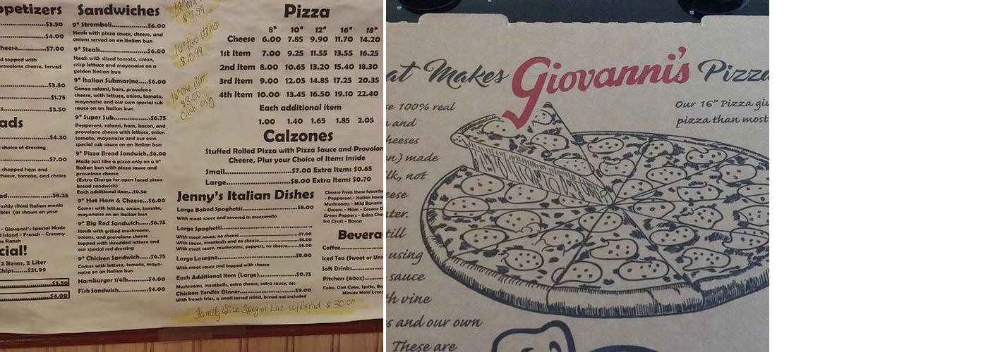 Giovanni's Menu