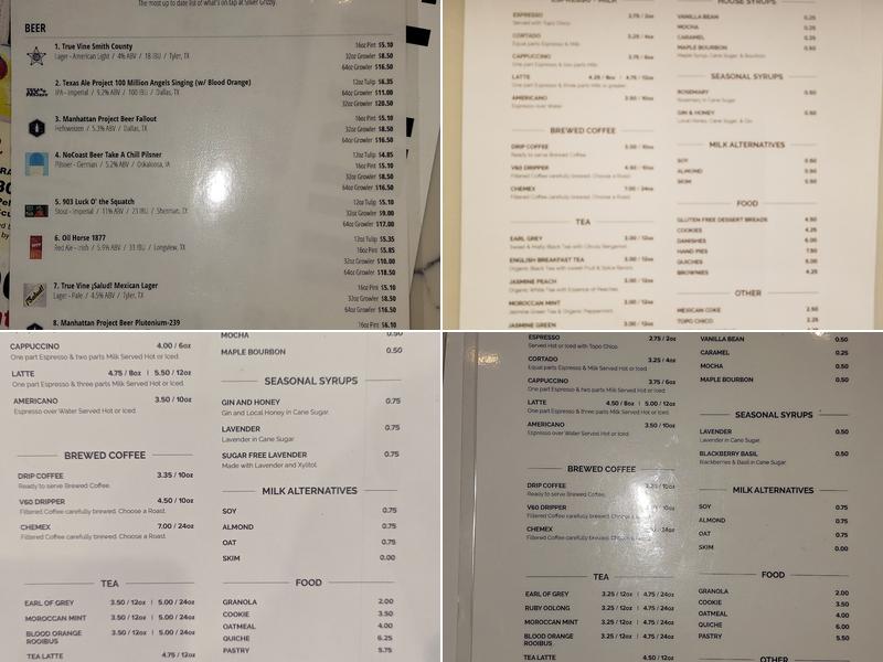 Silver Grizzly Espresso Menu