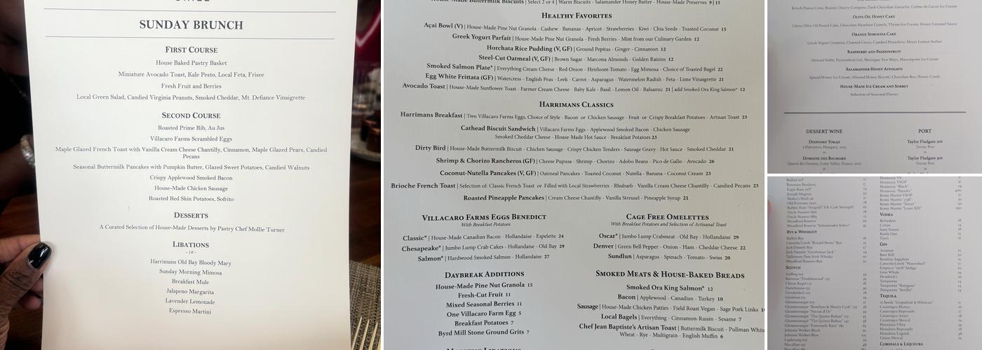 Harrimans Grill Menu