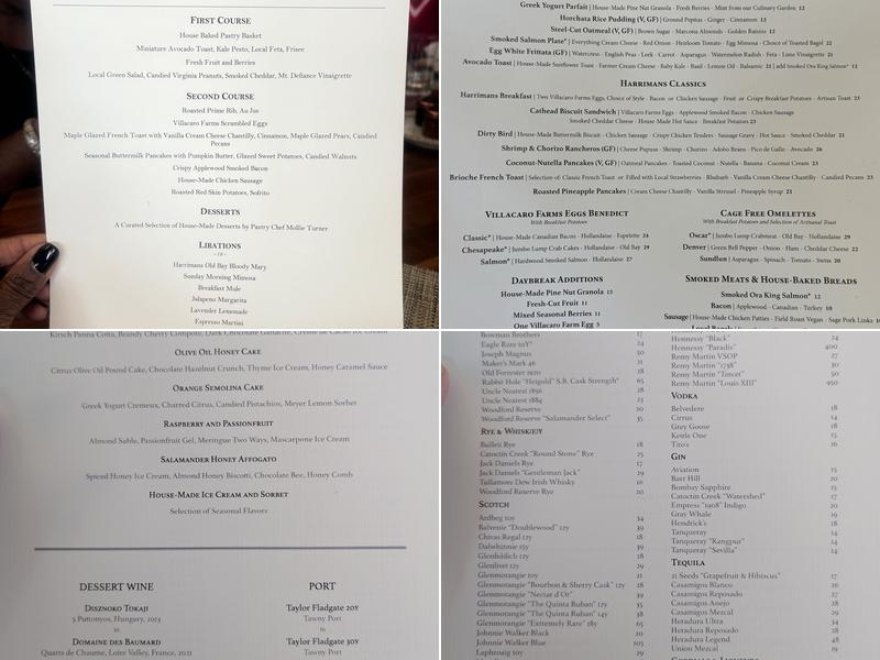 Harrimans Grill Menu