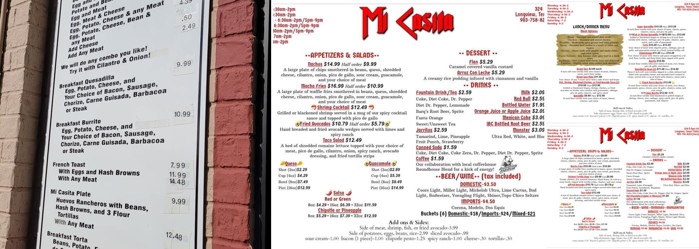 Mi Casita Menu