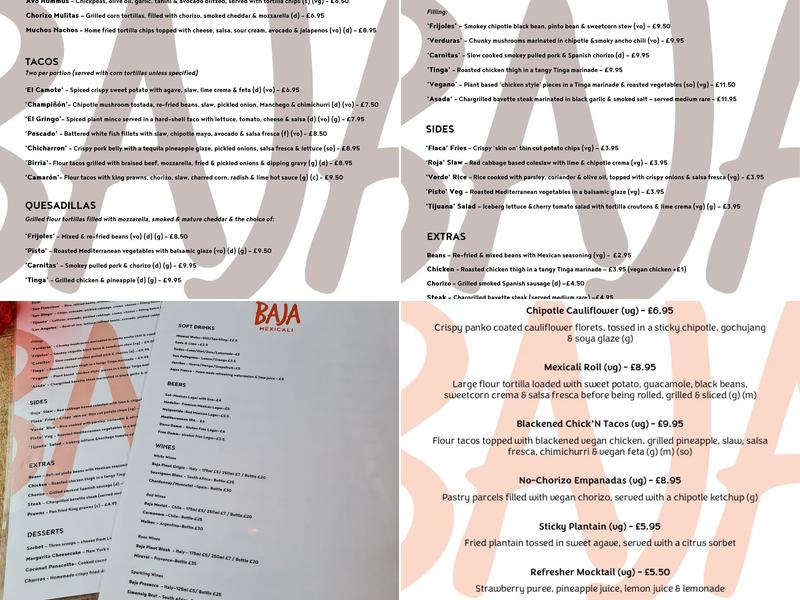 Baja Mexicali Menu