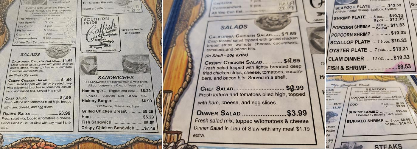 Catfish Dock Menu