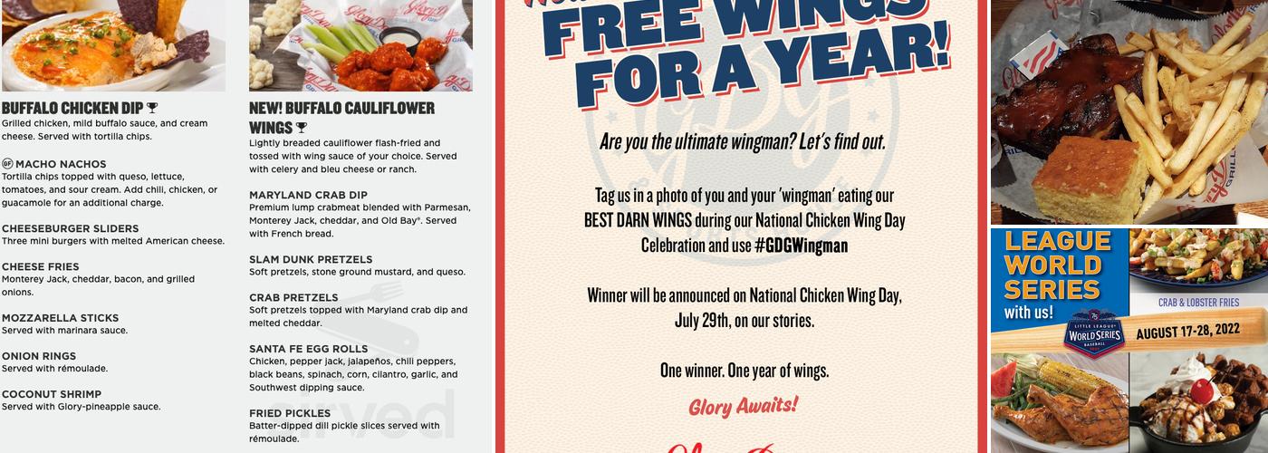 Glory Days Grill Menu