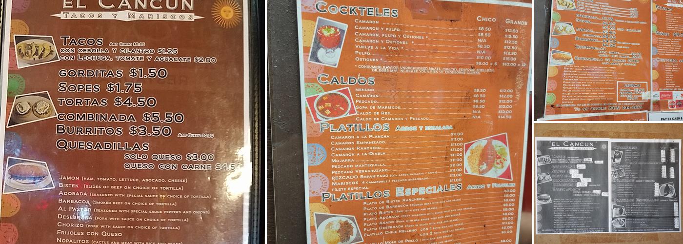 El Cancun Menu