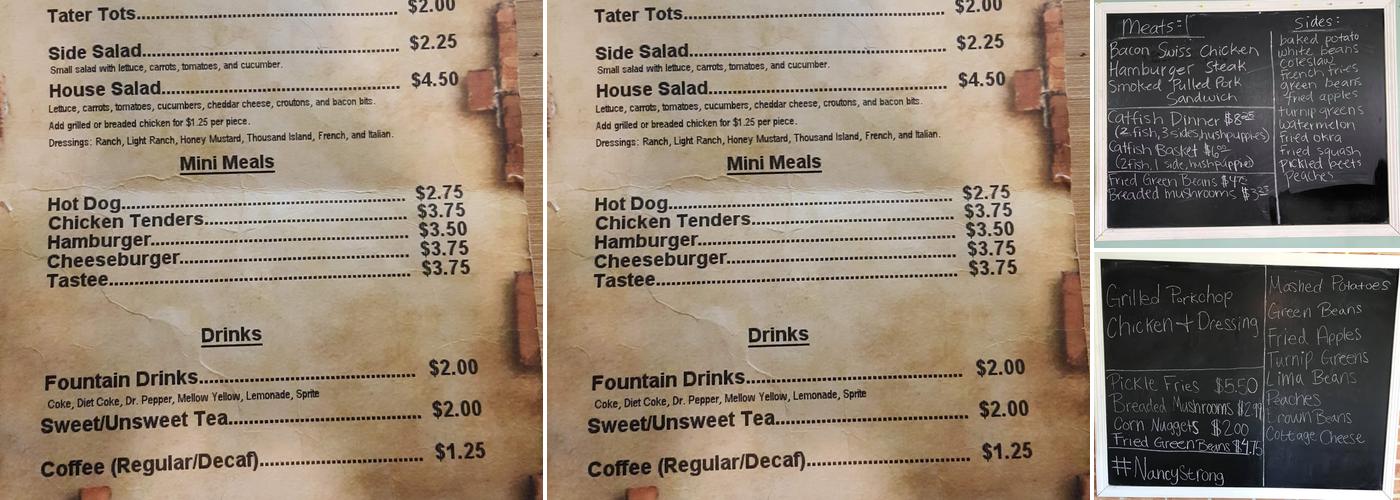 Webb's Restaurant Menu