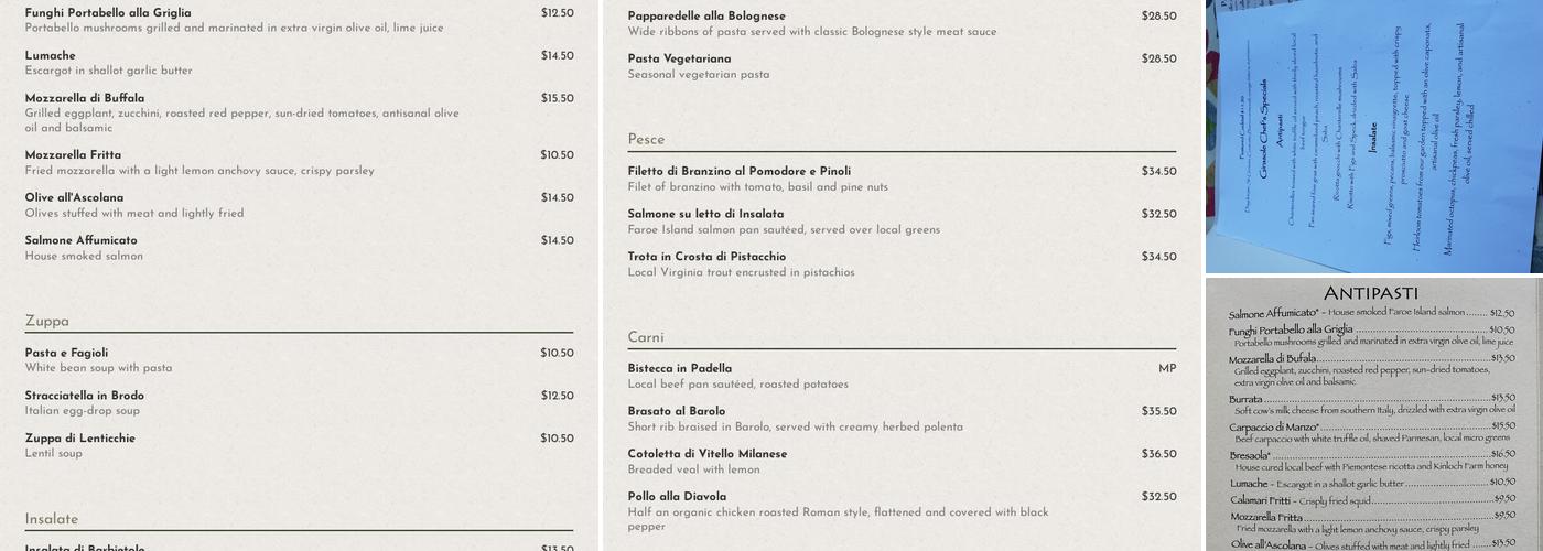Girasole Menu