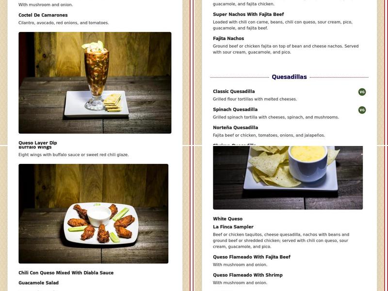 La Finca Menu