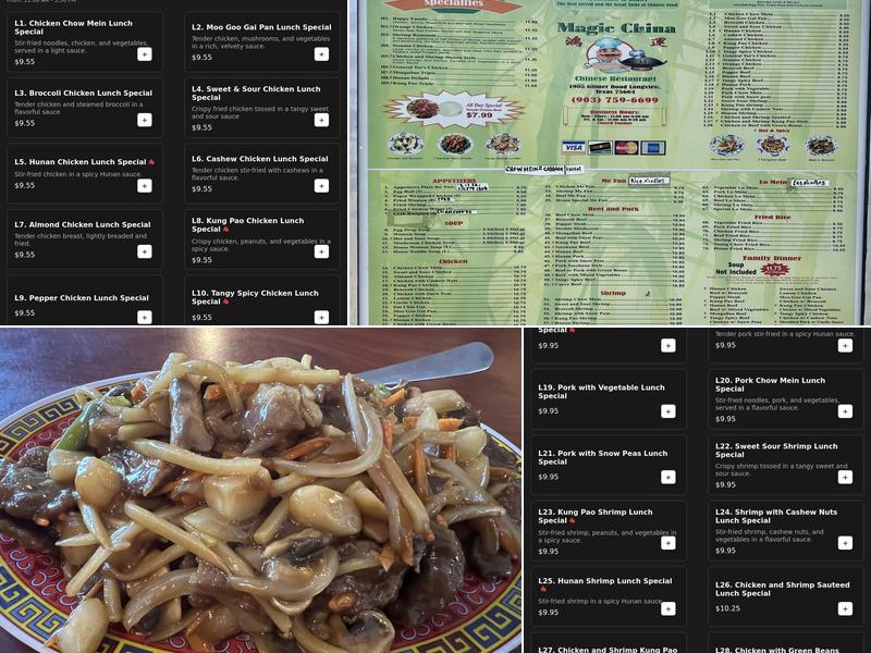 Magic China Menu