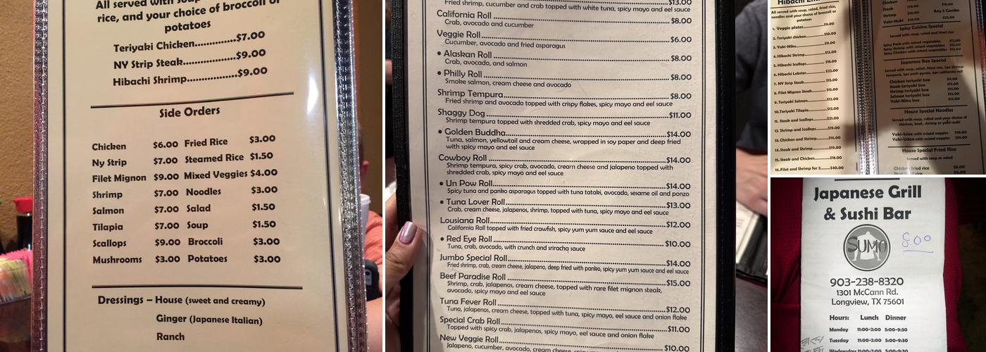 Sumo Japanese Restaurant Menu