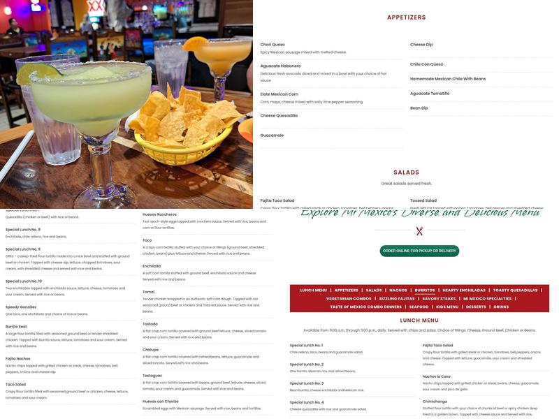 Mi Mexico Restaurant Menu