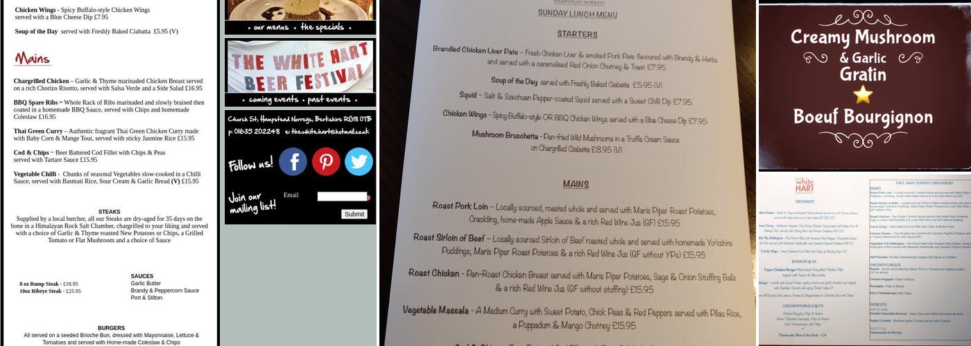 The White Hart Menu