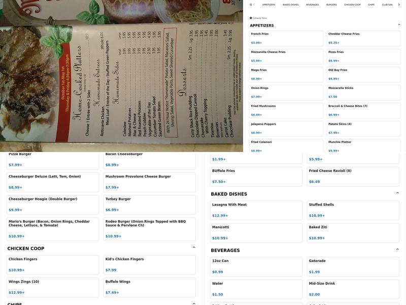 Mario & Joe's Pizzeria Menu