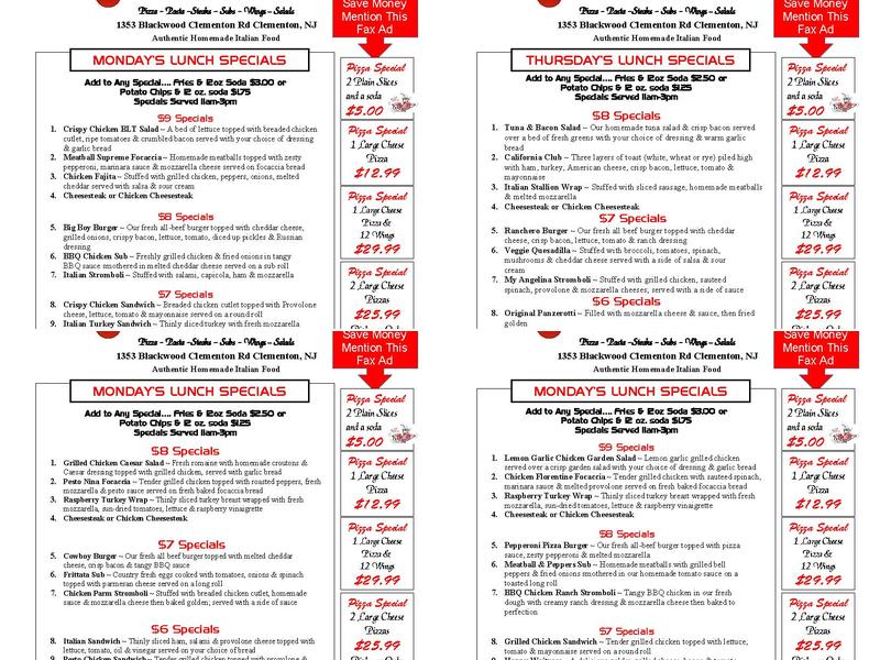 GioFano's Pizzeria Menu