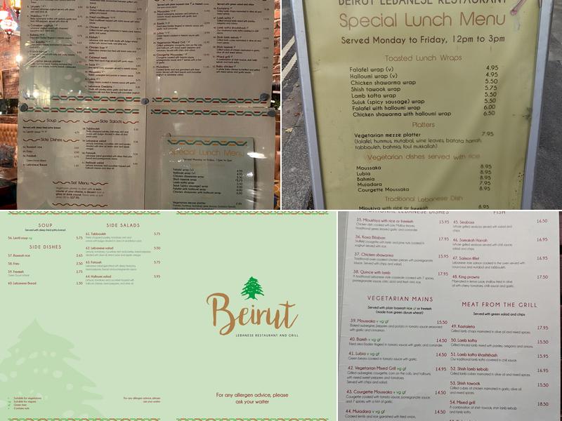 Beirut Oxford Menu