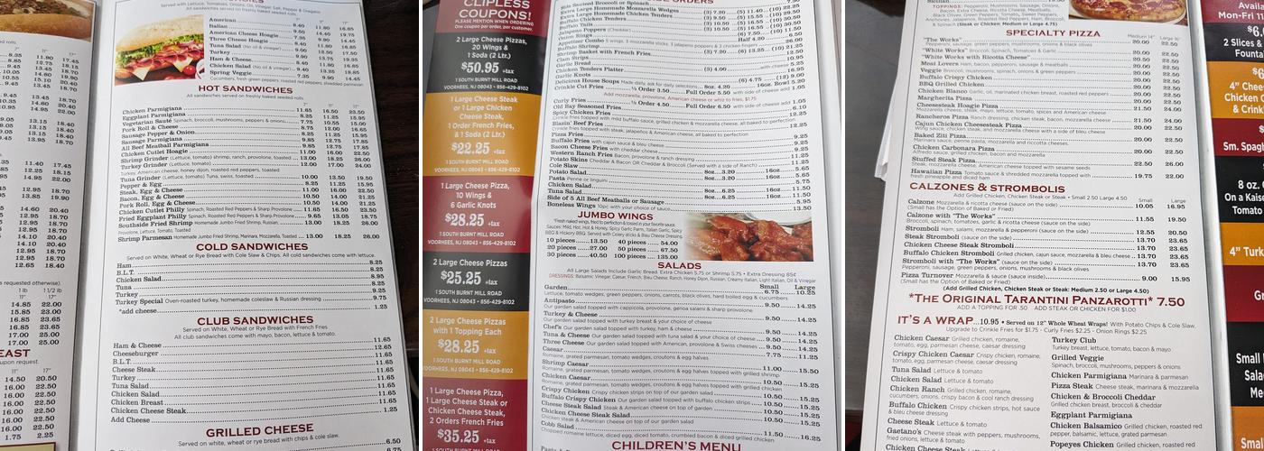Gaetano's of Voorhees Township Menu