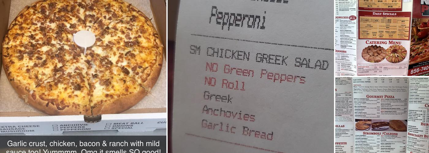 Nick's Pizza Menu