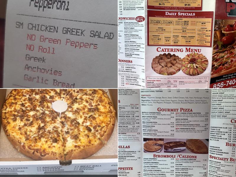 Nick's Pizza Menu