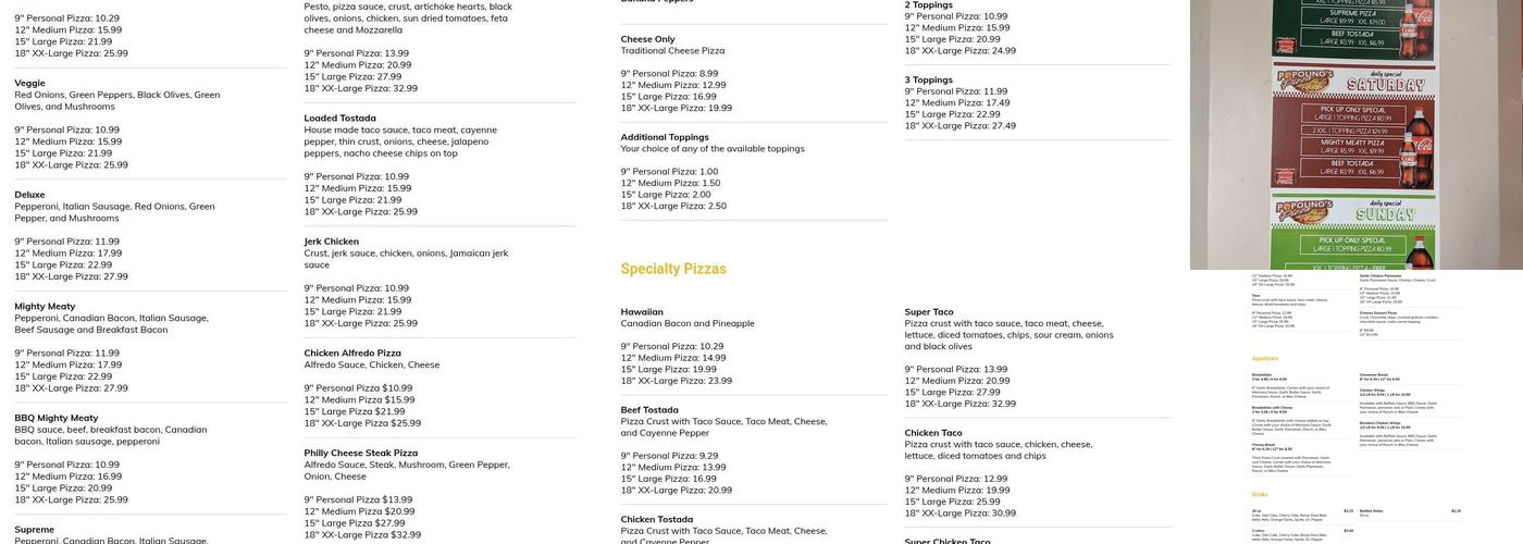 Popolino's Pizza Menu
