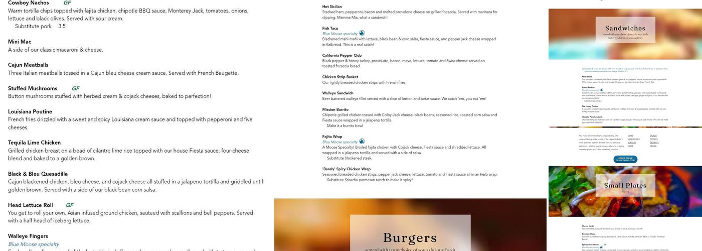 Blue Moose Bar & Grill Menu