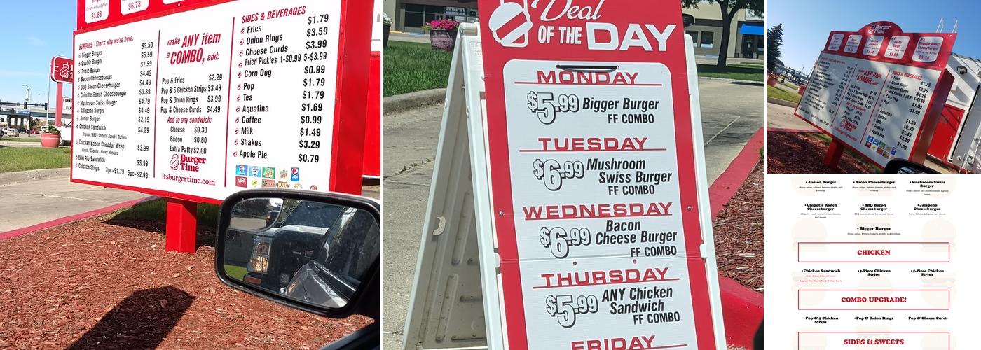 Its Burger Time Grand Forks Menu