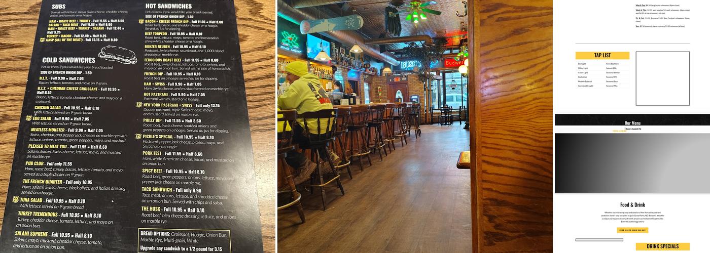 Bonzer's Sandwich Pub Menu