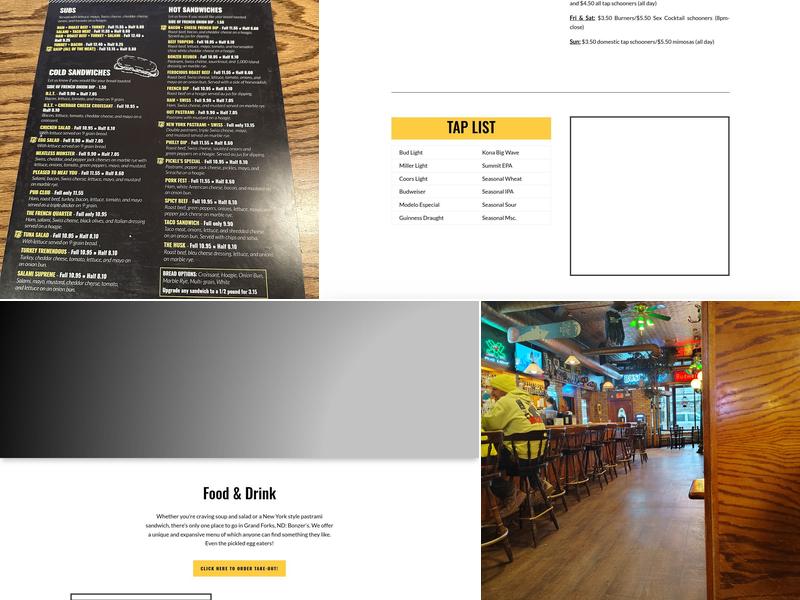 Bonzer's Sandwich Pub Menu