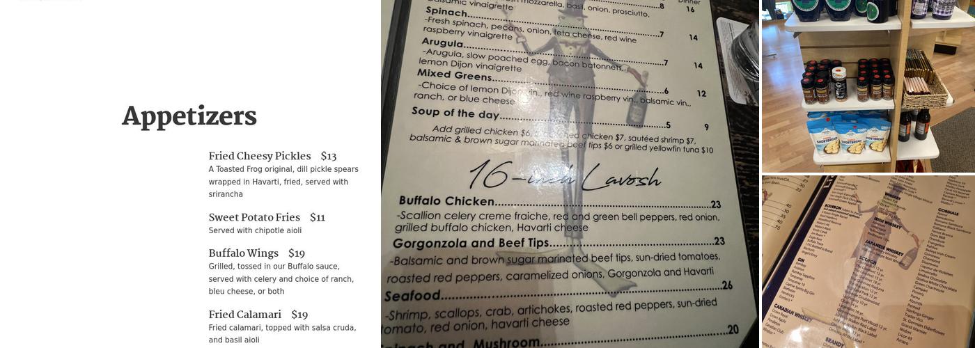 The Toasted Frog Menu