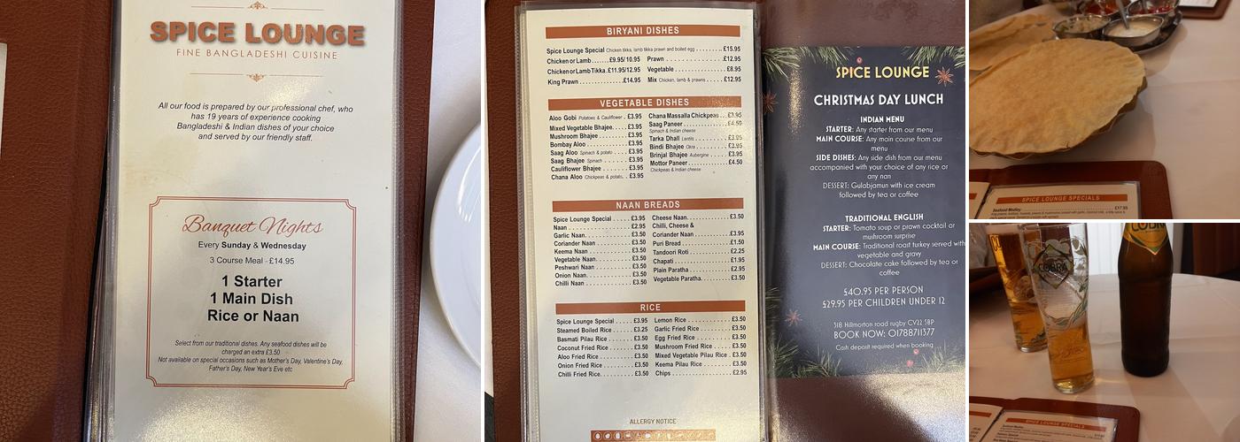 Spice Lounge Menu