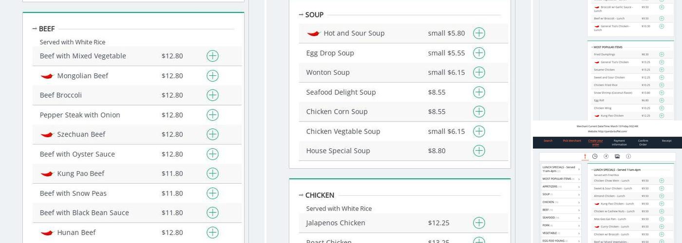 Panda Buffet Menu