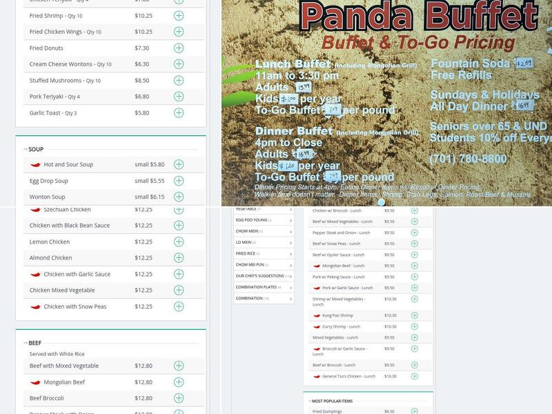Panda Buffet Menu