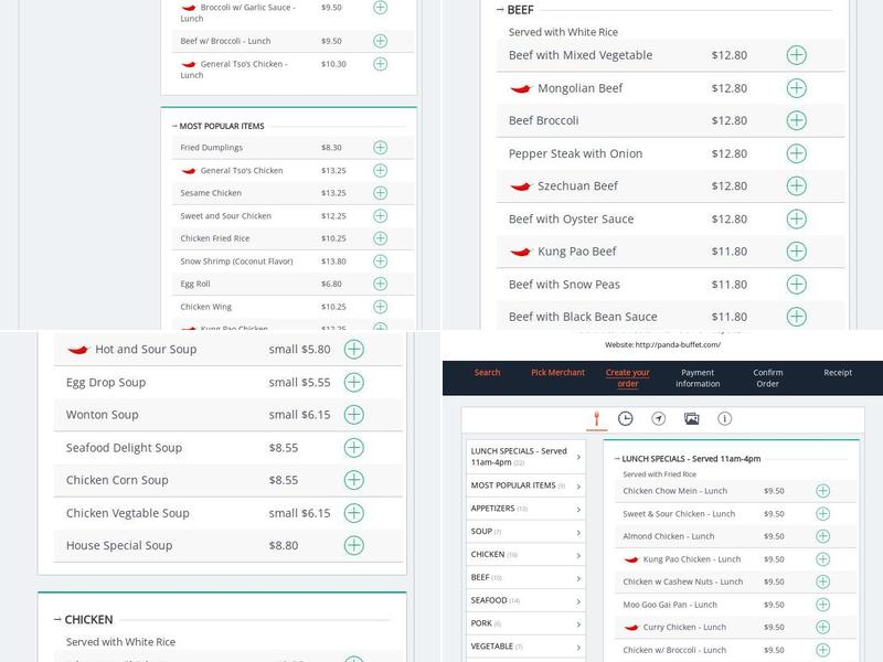 Panda Buffet Menu