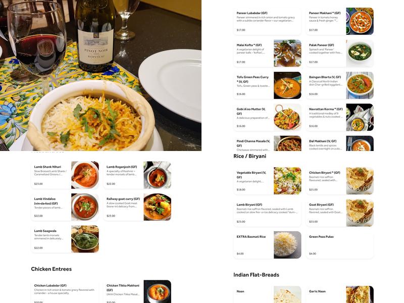 Coriander Menu