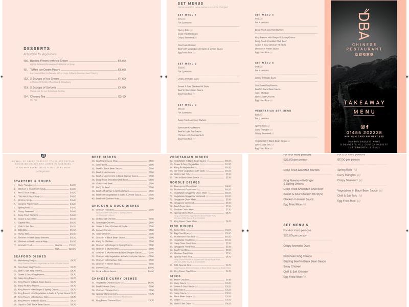 D B A Pub & Restaurant Menu