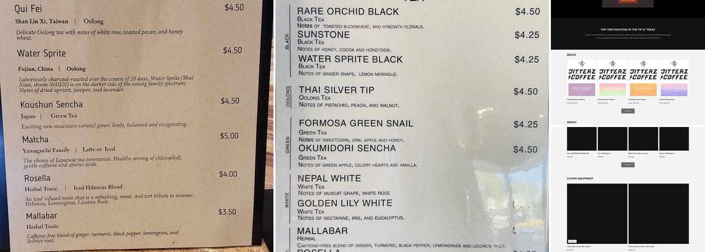 Jitterz Coffee Menu