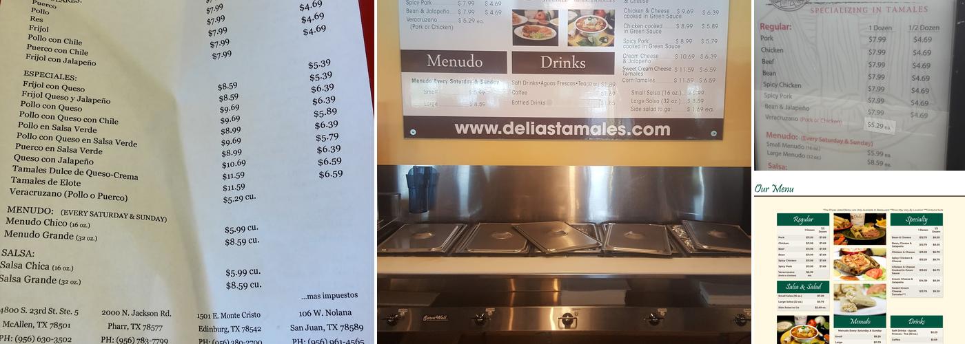 Delia's Specializing in Tamales Menu
