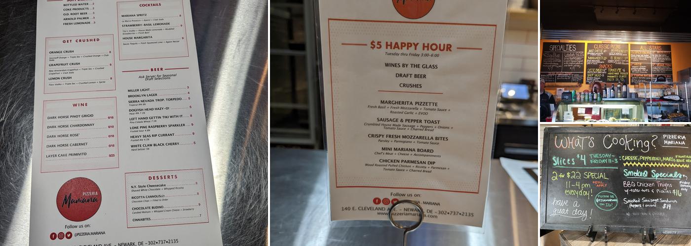 Pizzeria Mariana Menu