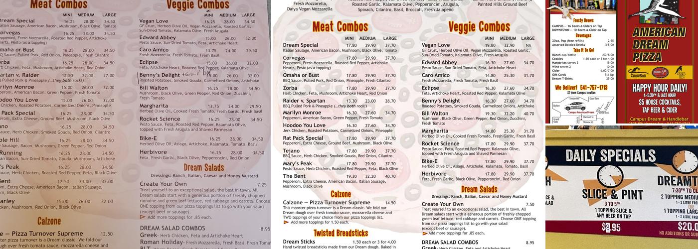 American Dream Pizza Downtown Menu