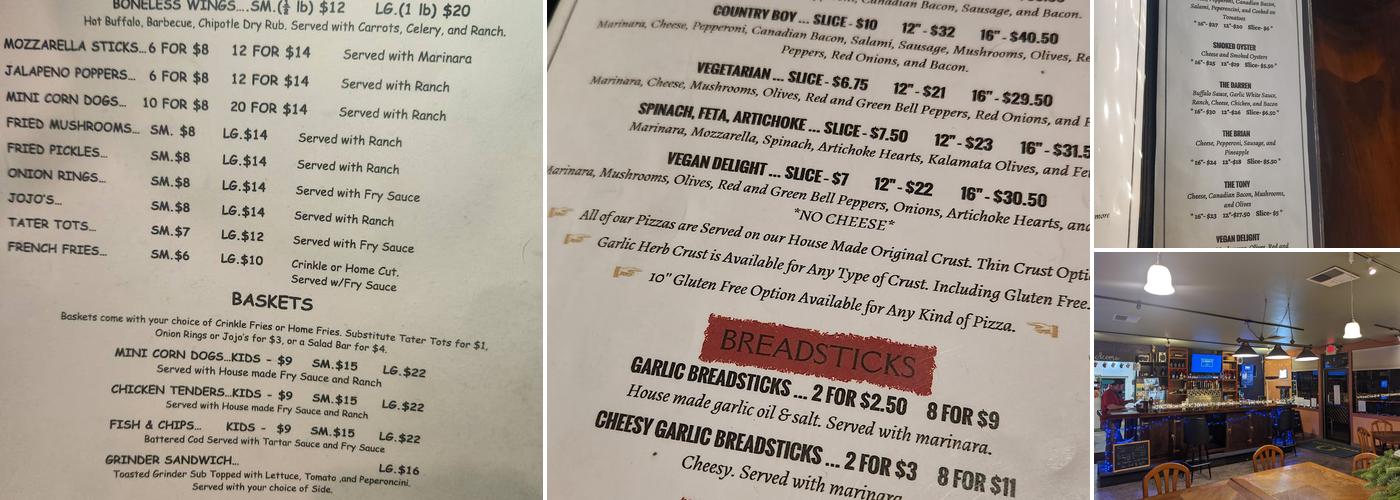 Bennys Pizza Joint Menu